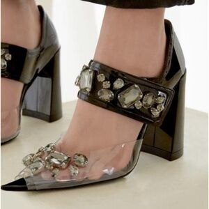 Juan Vidal Patent Leather Rhinestone Designer Heels Size EU 41